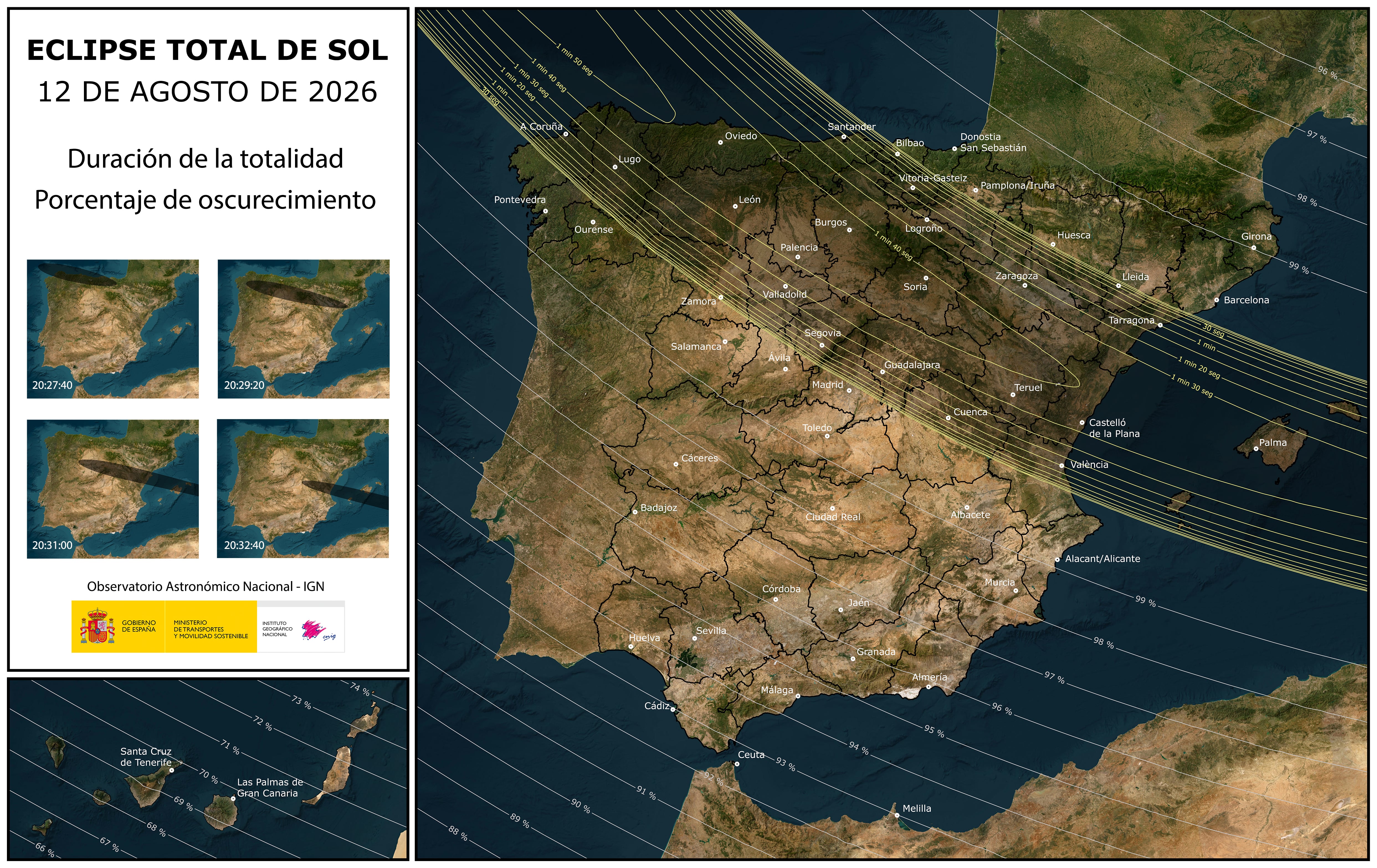 Zonas en las que se podrá ver el eclipse en todo su esplendor.