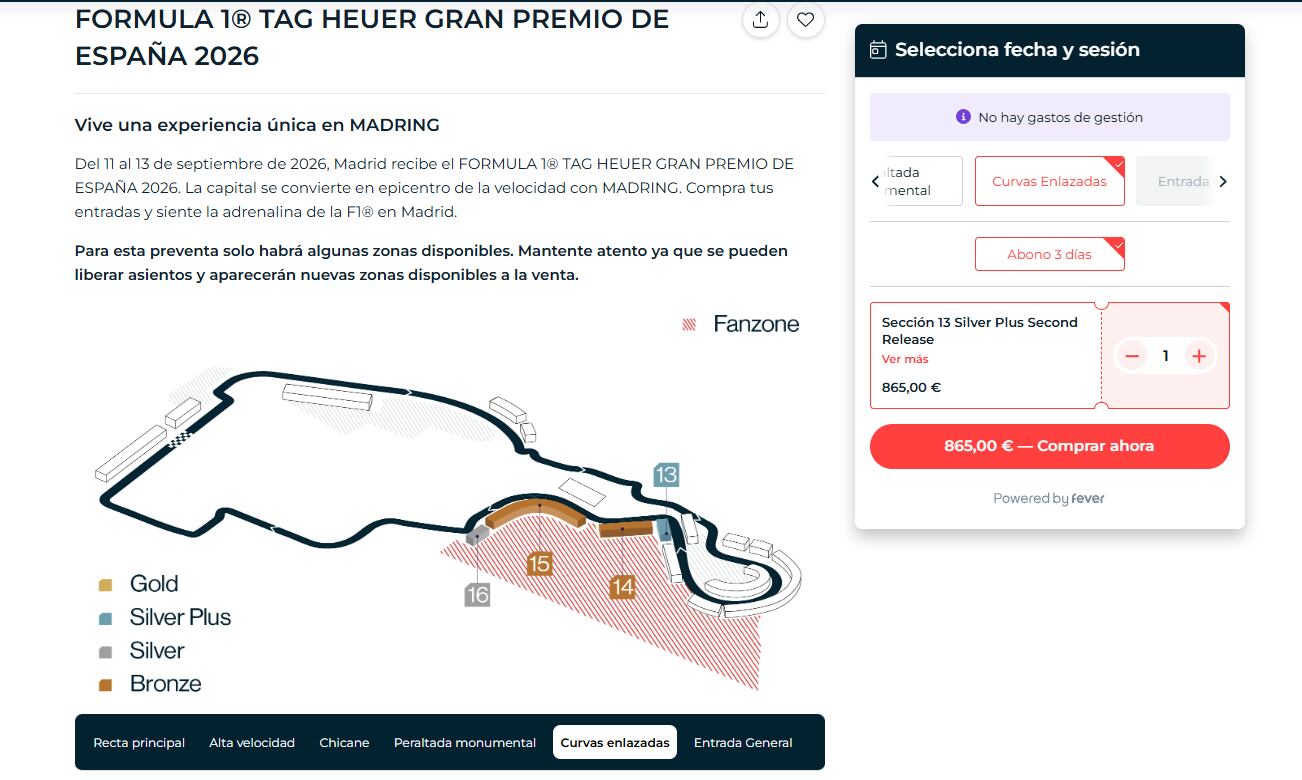 Mapa del circuito F1 zona Curvas Enlazadas (Fuente propia)