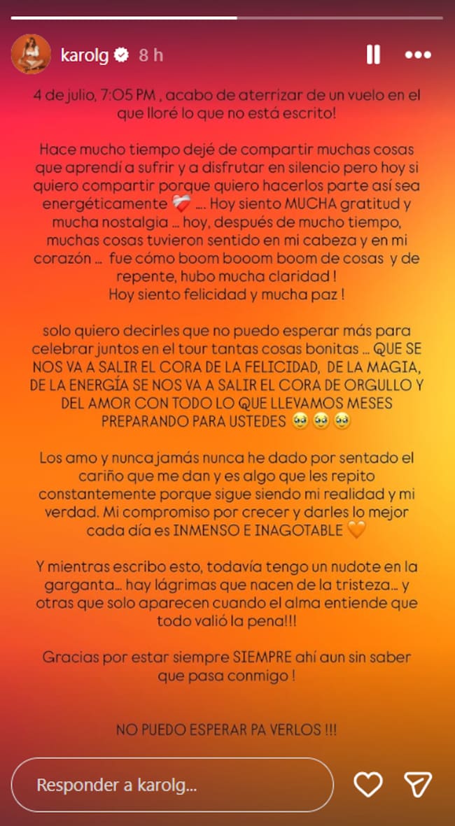 Karol G en sus redes sociales.