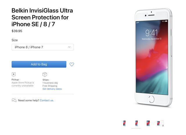 Protector de pantalla a la venta también para iPhone SE. ¡Qué descuido!