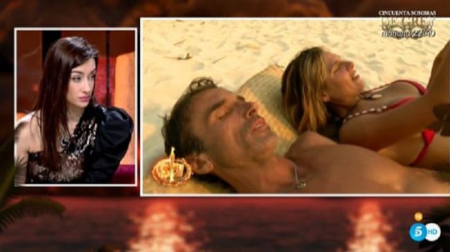 Adara en el plató de 'Supervivientes' viendo a Hugo