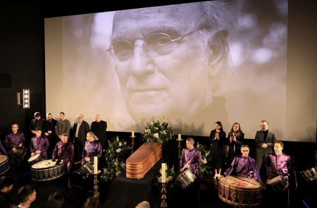 Capilla ardiente de Carlos Saura en la Academia de Cine, Madrid.  