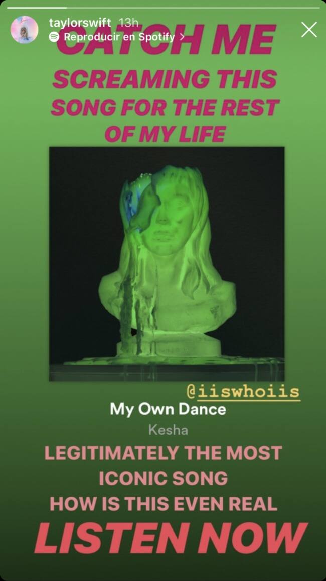 Pantallazo de la cuenta de Taylor Swift