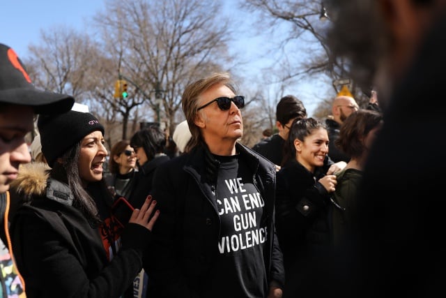 Paul McCartney, durante una manifestación contra la violencia de las armas en 2018.