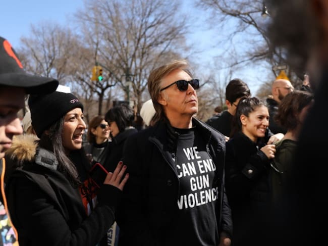 Paul McCartney, durante una manifestación contra la violencia de las armas en 2018.
