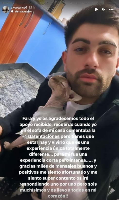 Álvaro a través de sus historias de Instagram.