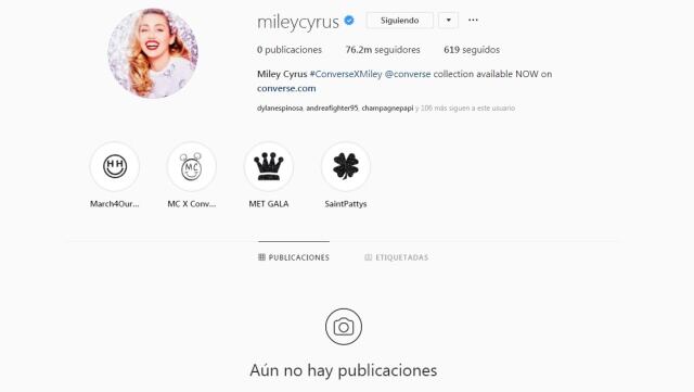 Miley Cyrus borra todas sus publicaciones en Instagram