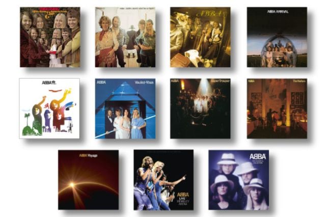 Los once discos que incluye la colección con la discografía de ABBA.