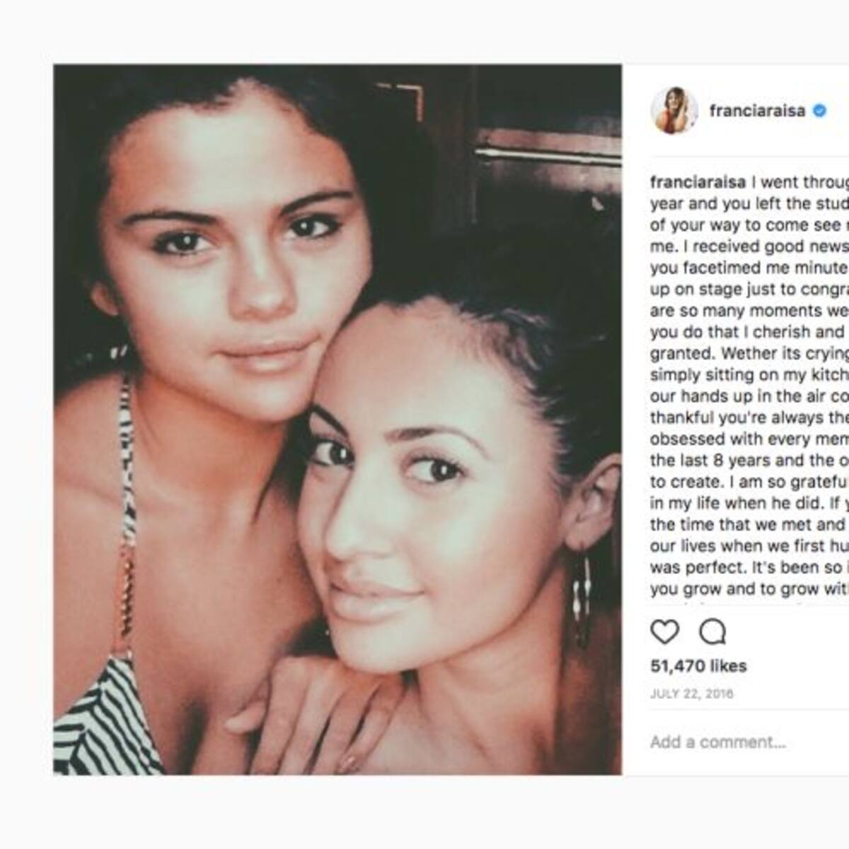 Conocé a Francia Raisa, la amiga de Selena Gomez que le donó un riñón