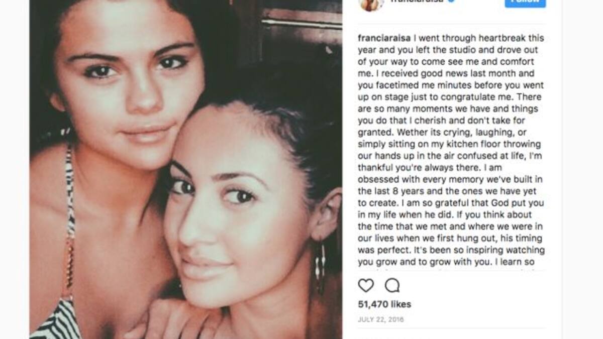 Conocé a Francia Raisa, la amiga de Selena Gomez que le donó un riñón