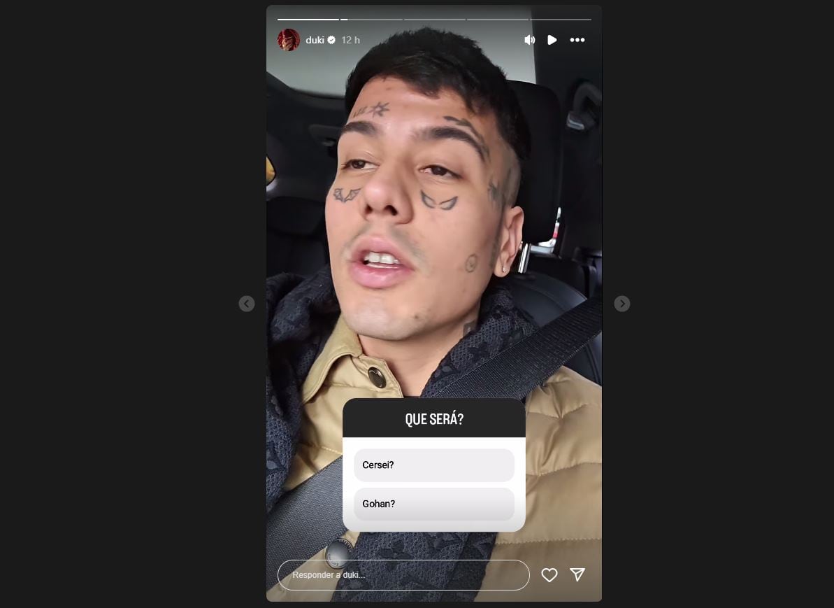 Duki en uno de su stories (Instagram)