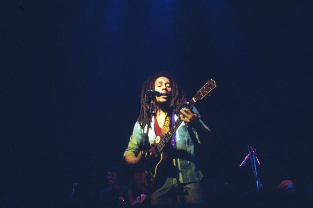 Bob Marley en el Rainbow Theatre en 1977.