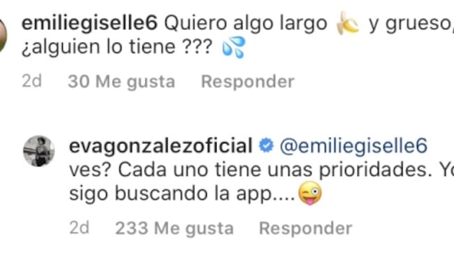 Respuesta de Eva González el mensaje de un bot