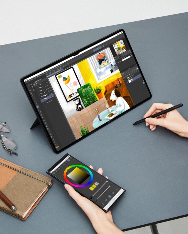 Galaxy Tab S8 Ultra con Clip Studio Paint.