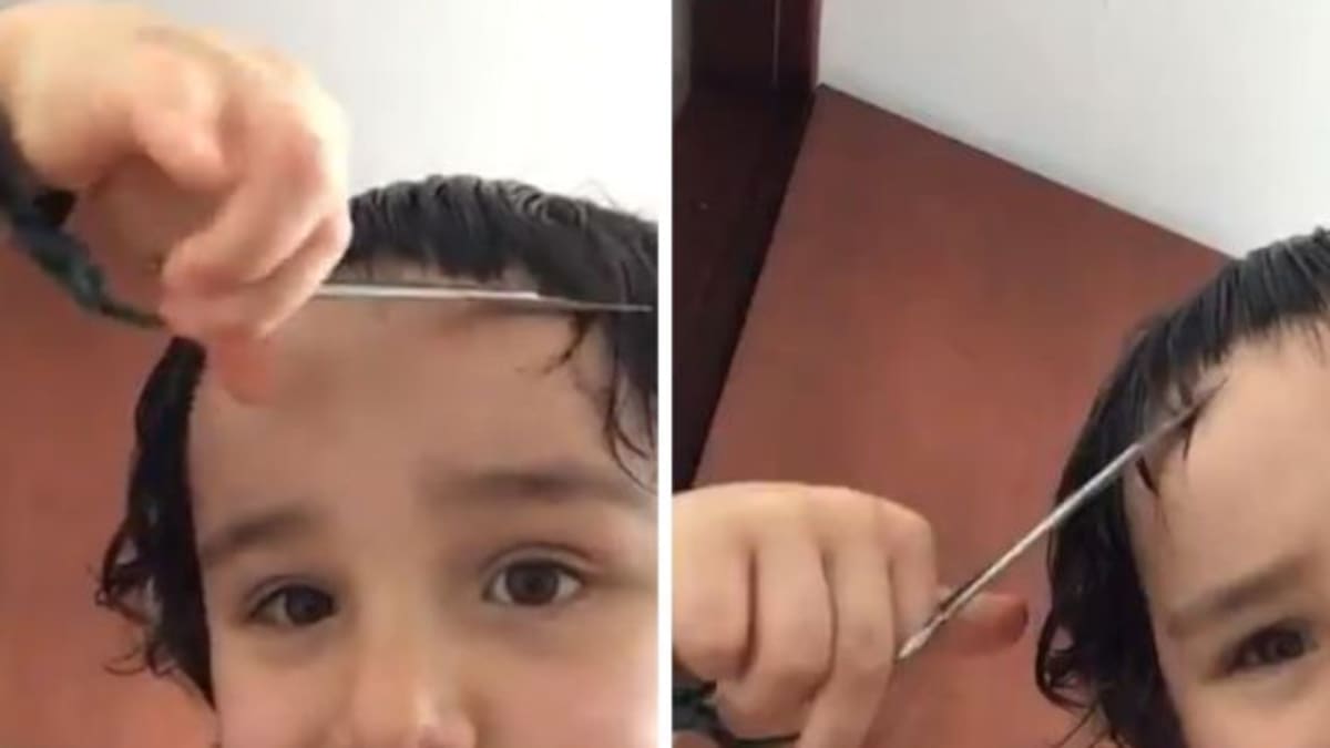 Niño se vuelve viral al cortarse el pelo solo