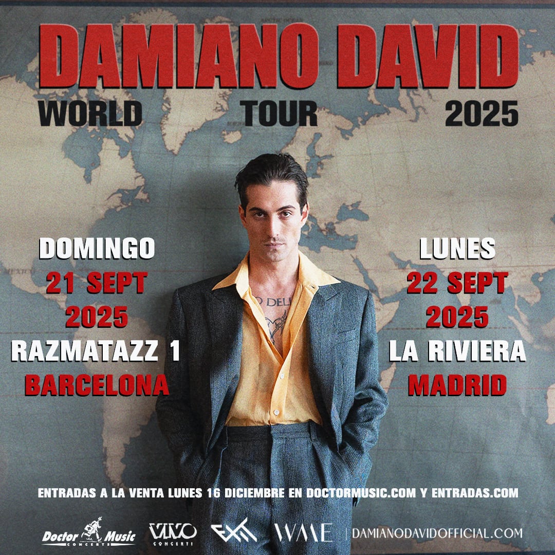 Cartel de los conciertos de Damiano David en España