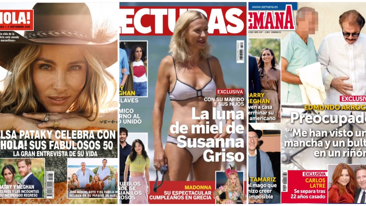 Las portadas de las revistas del corazón del miércoles 26 de agosto: Elsa Pataky, Ester Expósito y Harry y Meghan