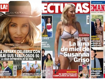 Las portadas de las revistas del corazón de hoy, miércoles 26 de agosto: Elsa Pataky, Ester Expósito y Harry y Meghan