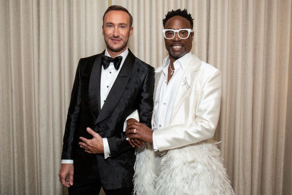 LOS ANGELES, CALIFORNIA - JANUARY 05: Billy Porter and Adam Porter-Smith pose for portraits before heading to The 77th Annual Golden Globe Awards Ceremony red carpet on January 05, 2020 in Los Angeles, California. (Photo by Santiago Felipe/Getty Images)