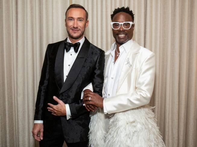 LOS ANGELES, CALIFORNIA - JANUARY 05: Billy Porter and Adam Porter-Smith pose for portraits before heading to The 77th Annual Golden Globe Awards Ceremony red carpet on January 05, 2020 in Los Angeles, California. (Photo by Santiago Felipe/Getty Images)