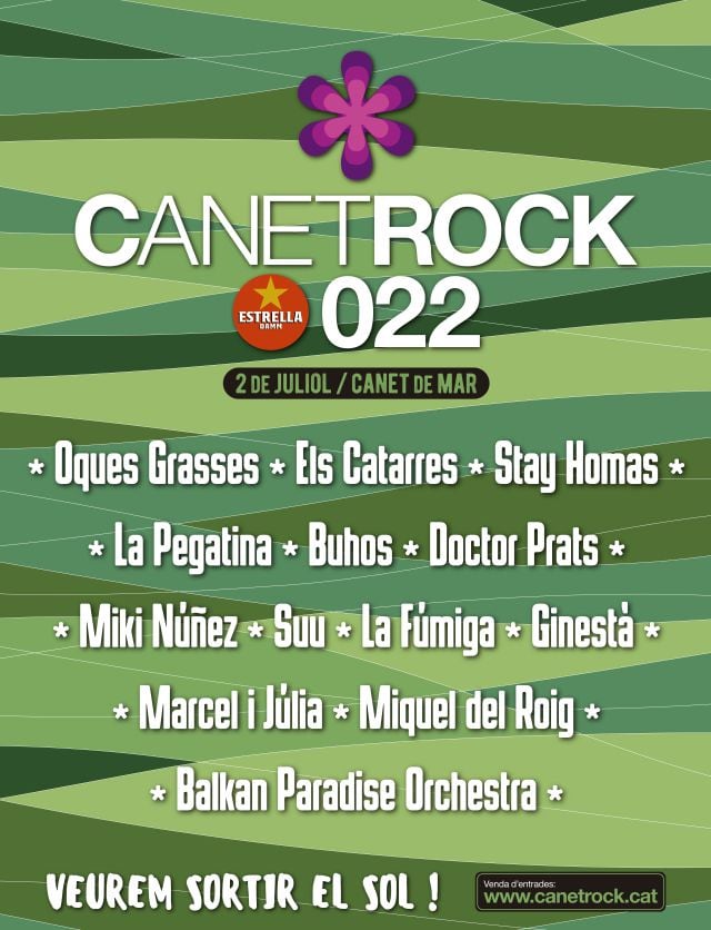 El cartell d&#039;artistes confirmats per l&#039;edició 2022 del CanetRock