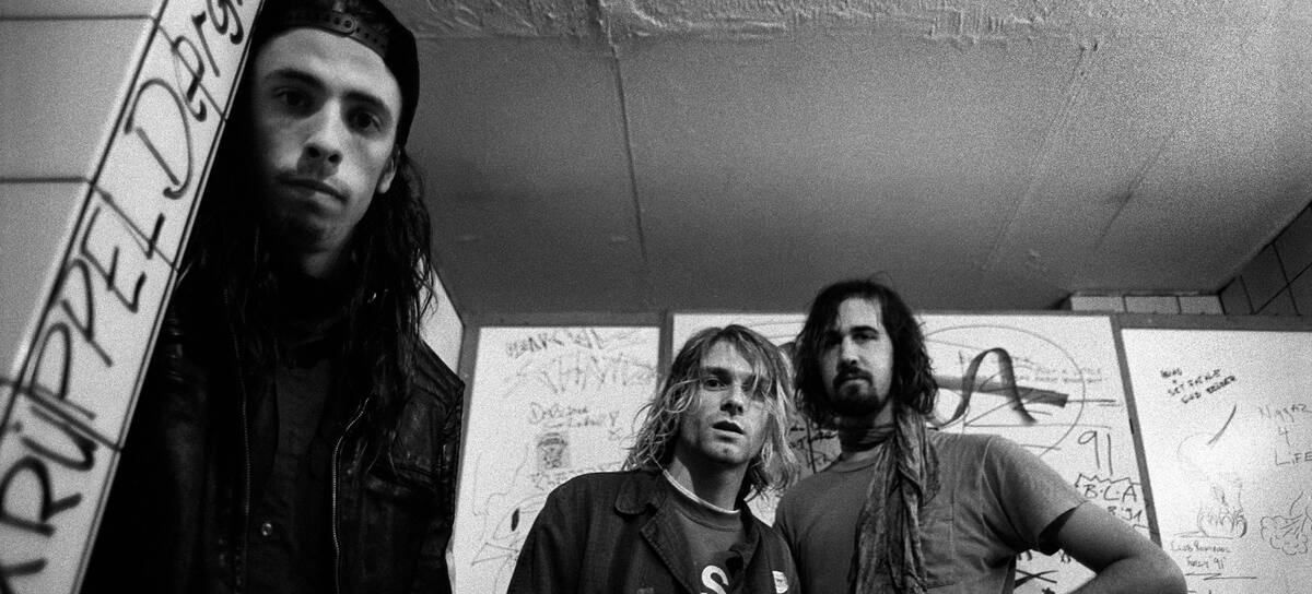 Nirvana: Dave Grohl, Kurt Cobain y Krist Novoselic, en 1991.