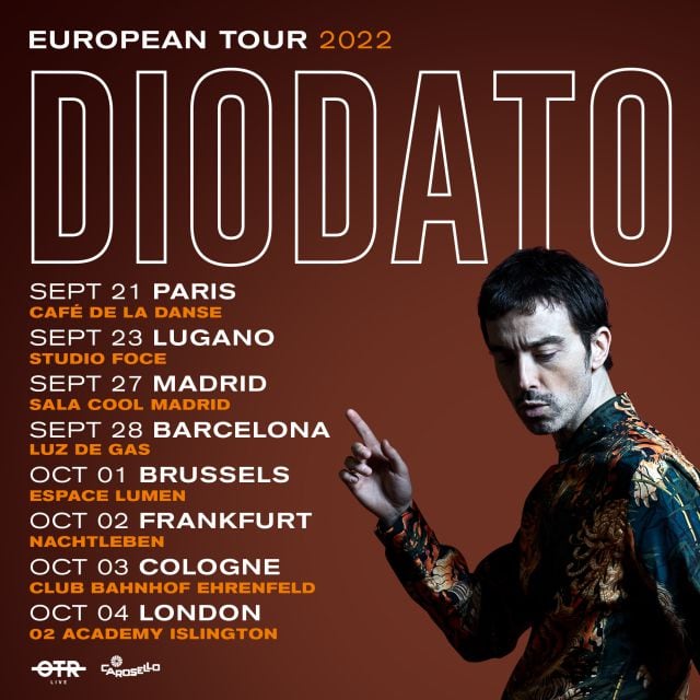 Cartel promocional de Diodato durante su tour europeo