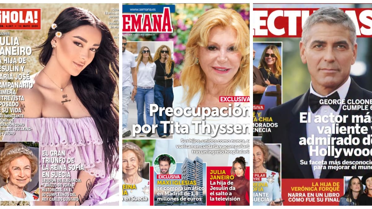 Estas son las portadas de las revistas del corazón de hoy, miércoles 6 de mayo: Julia Janeiro, Tita Thyssen y Maxi Iglesias