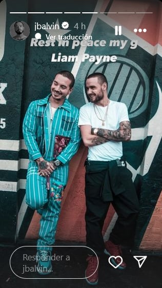 J Balvin se despide de Liam Payne en redes.