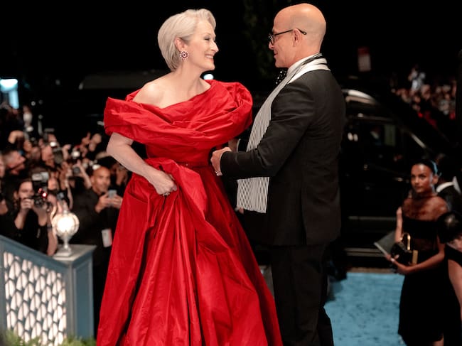 Meryl Streep como Miranda Priestly y Stanley Tucci como Nigel Kipling en 'El Diablo Viste de Prada 2'. / 20th Century Studios / Macall Polay