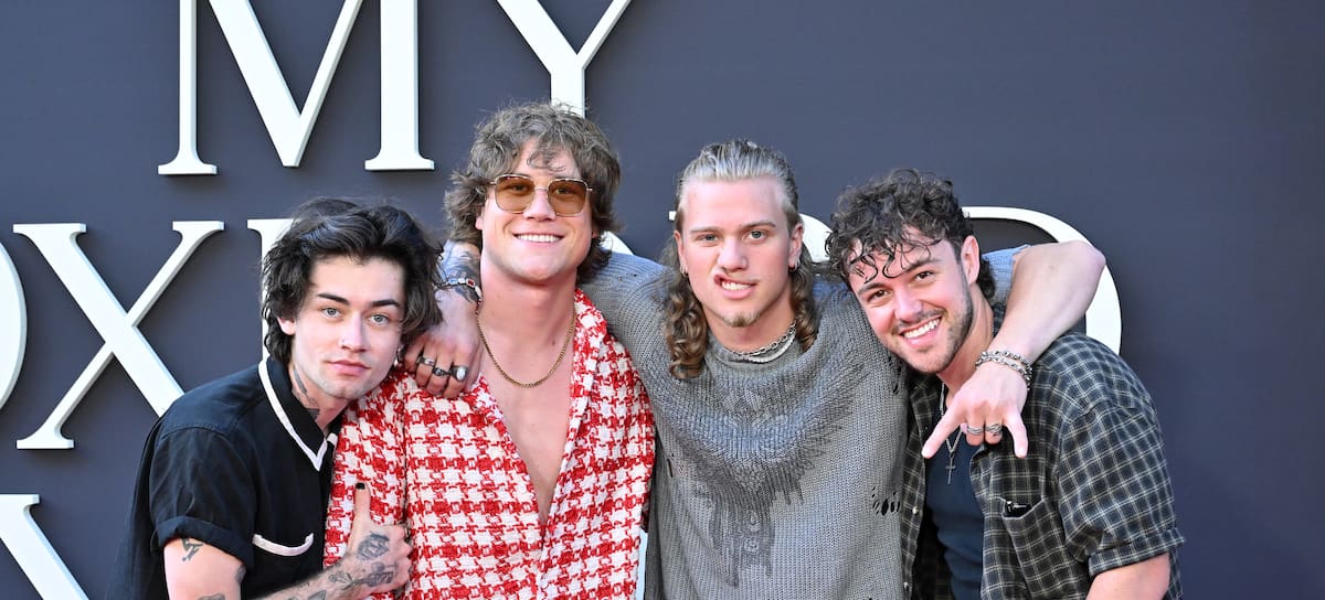 Conor Smith, Mason Watts, Shane Appell y Zach Newbould de Midnight 'Til Morning, en la presentación de 'Mi año en Oxford' de Netflix.