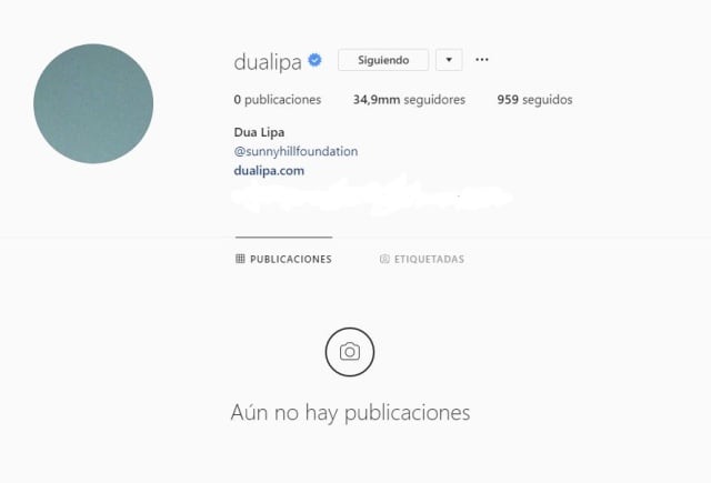 Dua Lipa ha borrado todas las publicaciones de su cuenta de Instagram