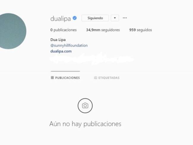 Dua Lipa ha borrado todas las publicaciones de su cuenta de Instagram