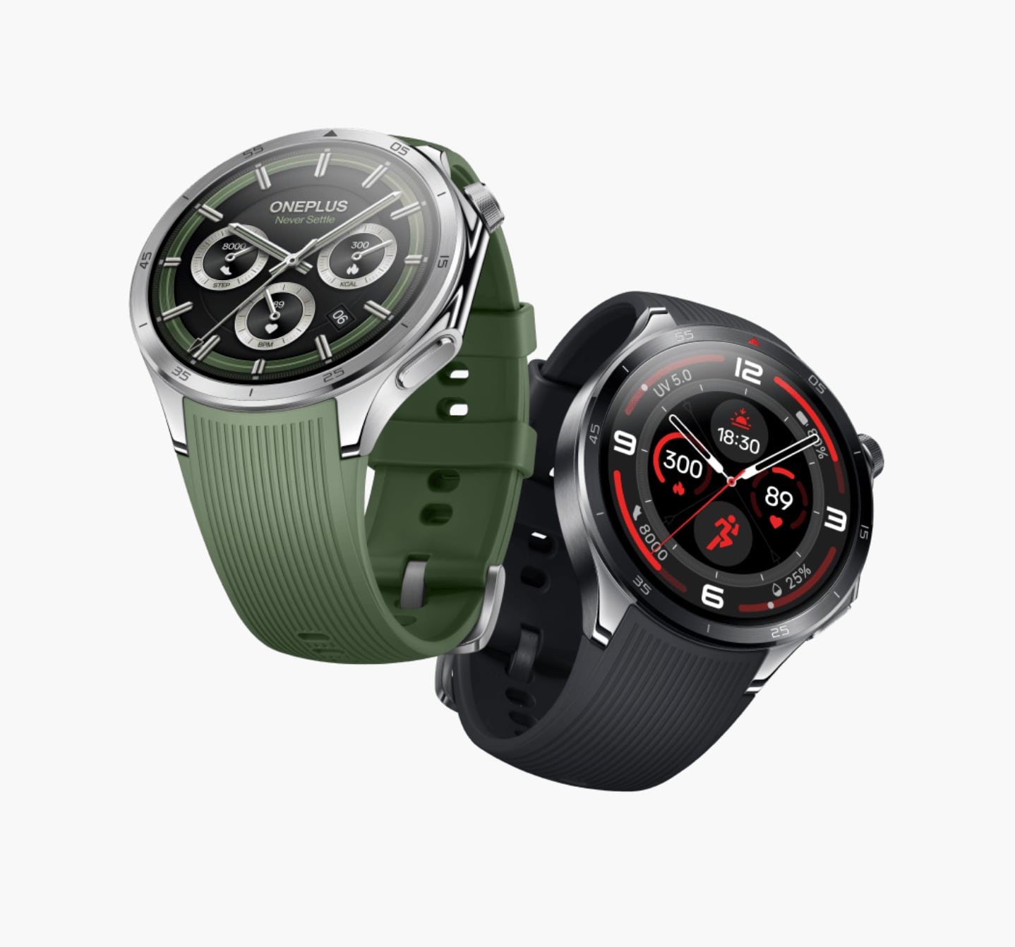 Oneplus Watch 3 en colores Emerald Titanium y Obsidian Titanium.