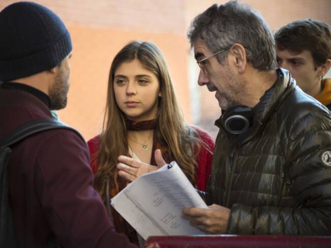 Daniel Grao (Hit) Carmen Arrufat (Lena) en el rodaje de 'HIT'