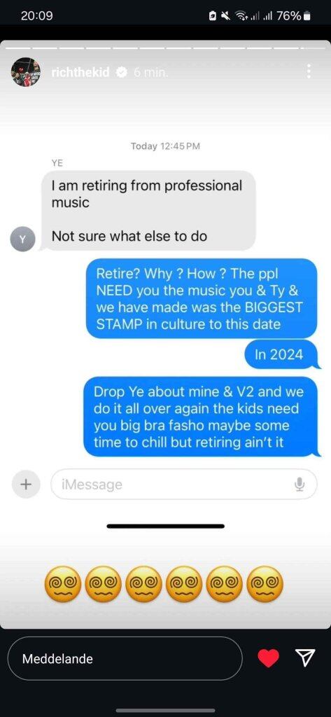 Conversación de Rich The Kid con Kanye West