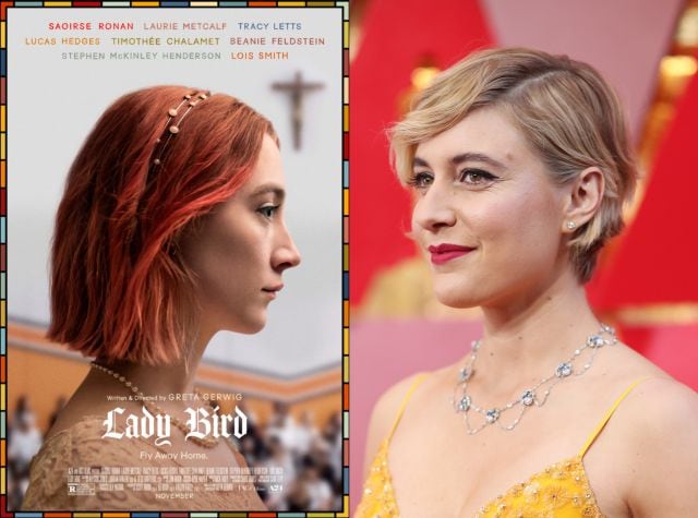 El cartel de &#039;Lady Bird&#039; y su directora, Greta Gerwig.