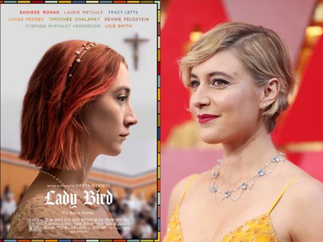 El cartel de &#039;Lady Bird&#039; y su directora, Greta Gerwig.