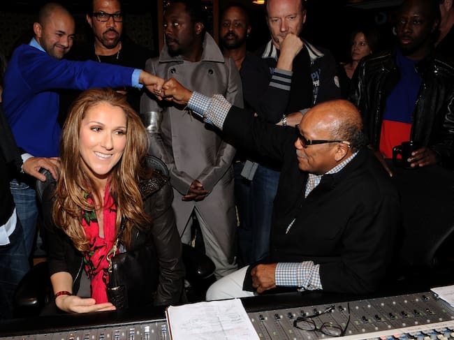 Celine Dion y Quincy Jones en la grabación de 'We Are The World 25 Years for Haiti' (2010).