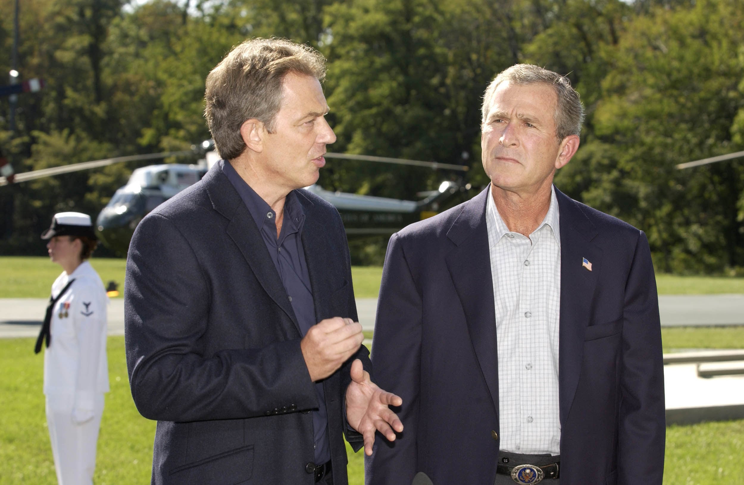 Tony Blair y George Bush