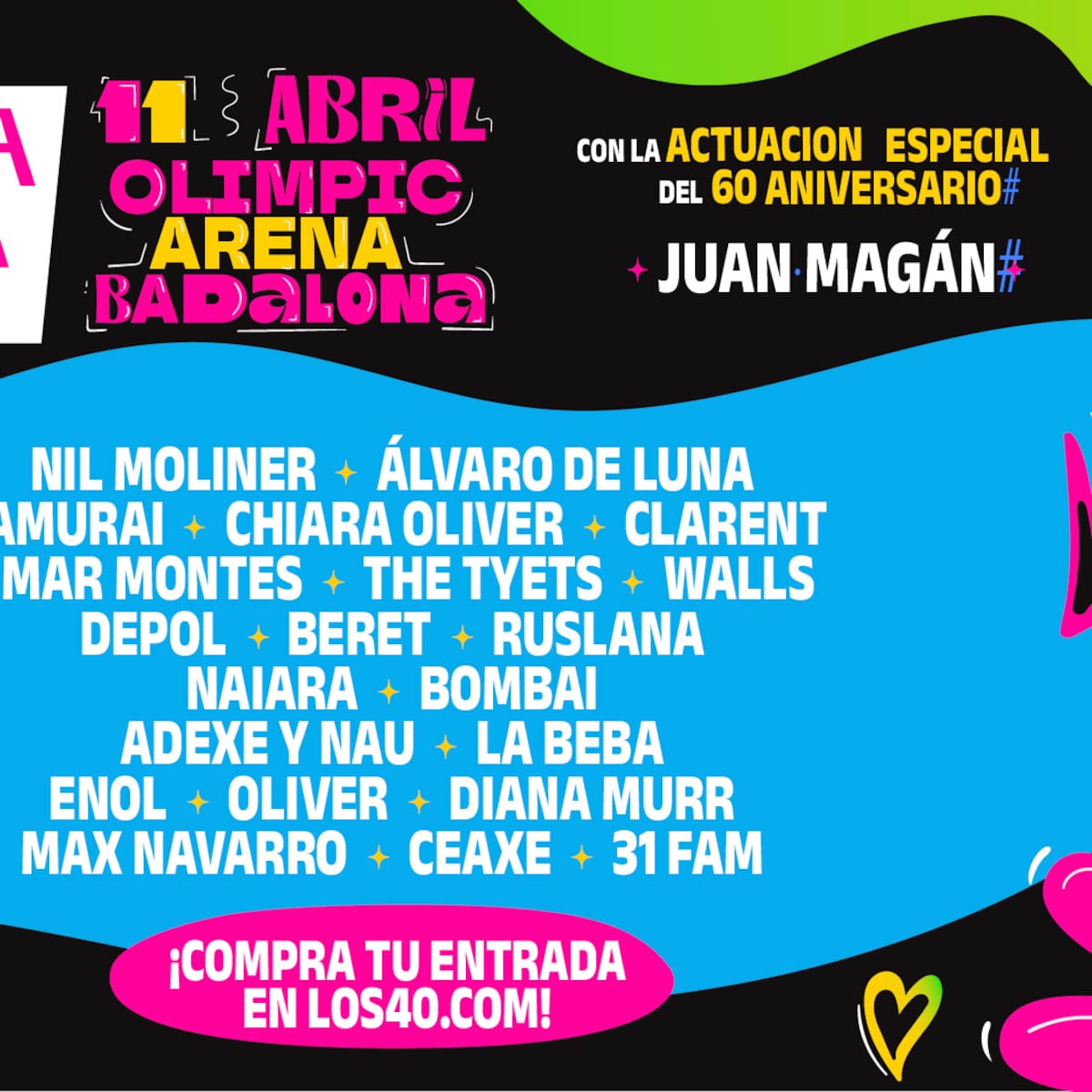 Cartel completo de LOS40 Primavera Pop en Badalona: Omar Montes y Juan Magan completan los artistas confirmados