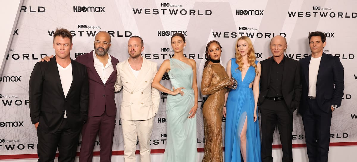 Luke Hemsworth, Jeffrey Wright, Aaron Paul, Angela Sarafyan, Tessa Thompson, Evan Rachel Wood, Ed Harris and James Marsden en la premiere de la cuarta temporada de 'Westworld' attend the premiere of HBO's "Westwen New York, junio 2022 (Photo by Taylor Hill/Getty Images)