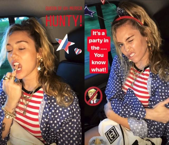 Miley Cyrus en las historias de Instagram