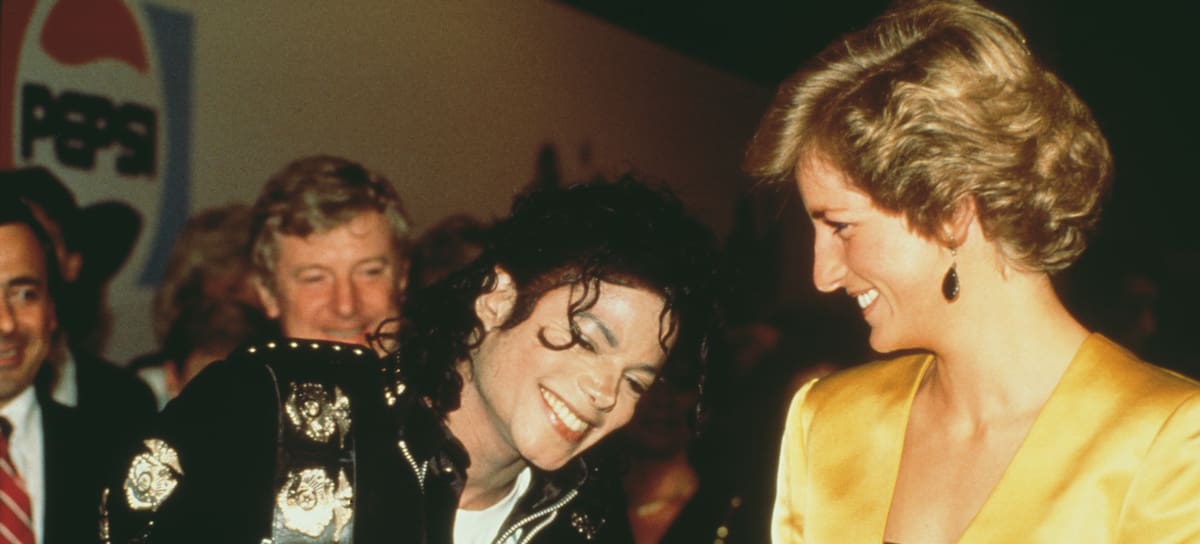 Lady Di y Michael Jackson,en el backstage del estadio del Wembley en 1988.