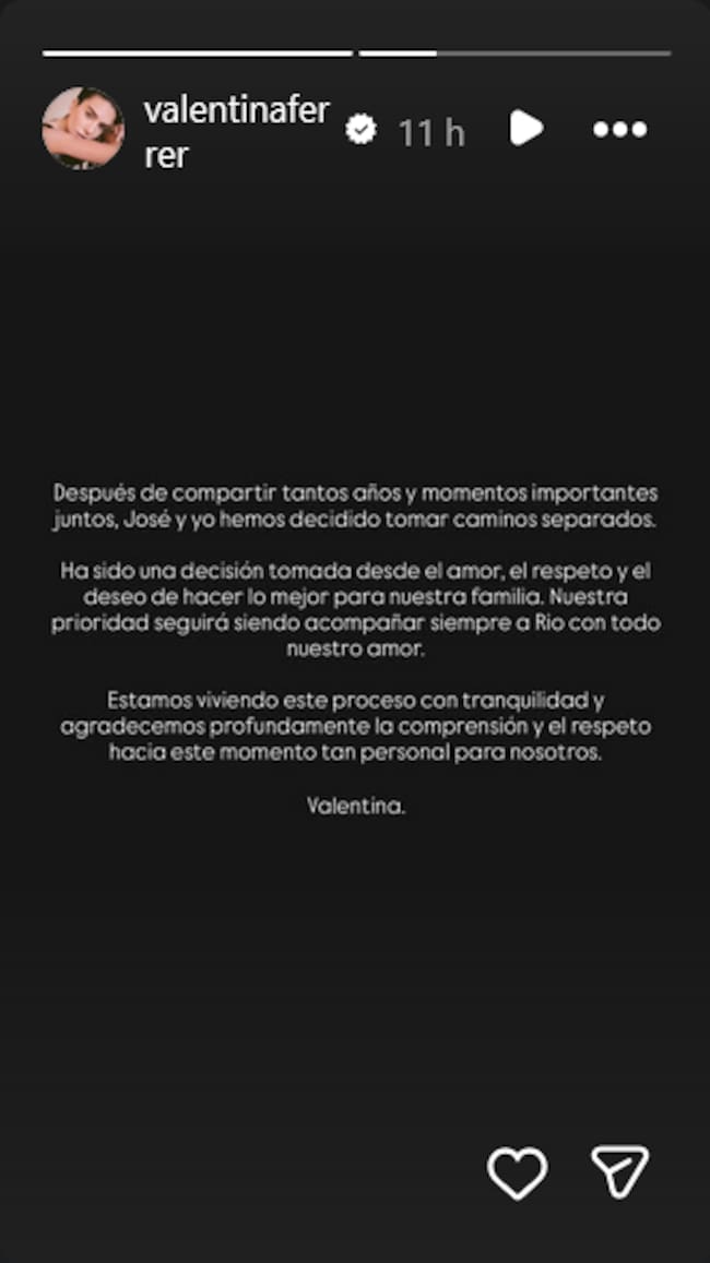 Valentina Ferrer confirma su ruptura con J Balvin en redes sociales.