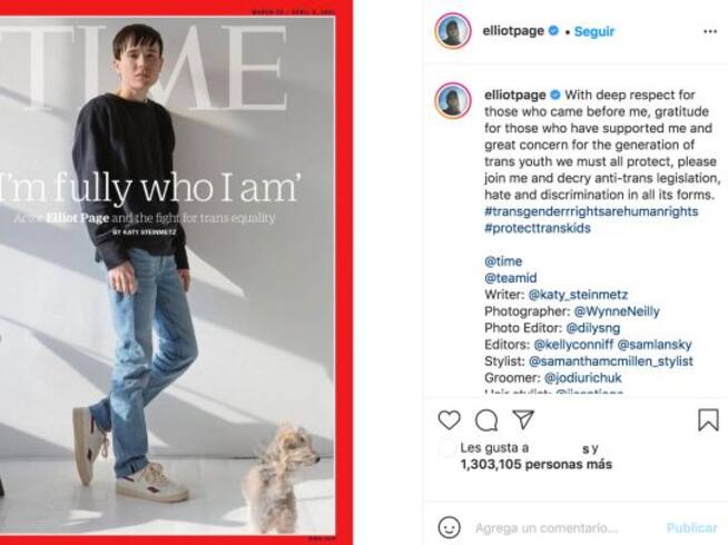 Elliot Page habla sobre su transición a ser un hombre transgénero en la revista Time