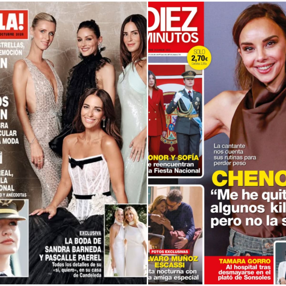 Las portadas de las revistas del corazón del miércoles 14 de octubre: el cambio físico de Chenoa, la boda de Sandra Barneda y el susto de Tamara Gorro