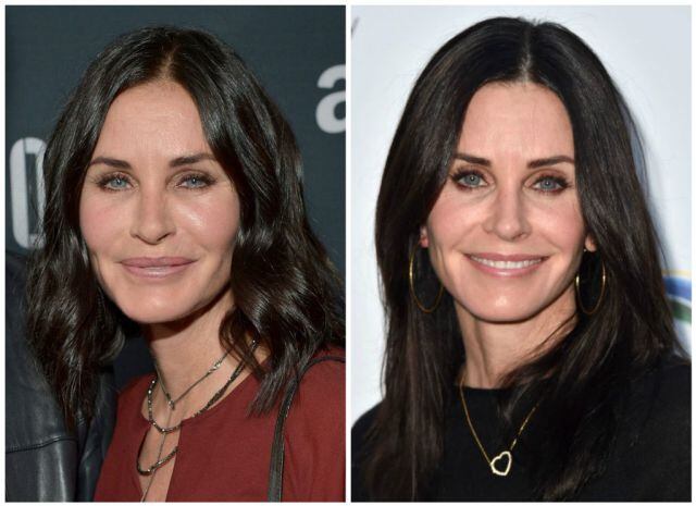 Courteney Cox cuando se sometía a arreglos estéticos para verse más joven VS ahora que ya solo usa cremas antiarrugas