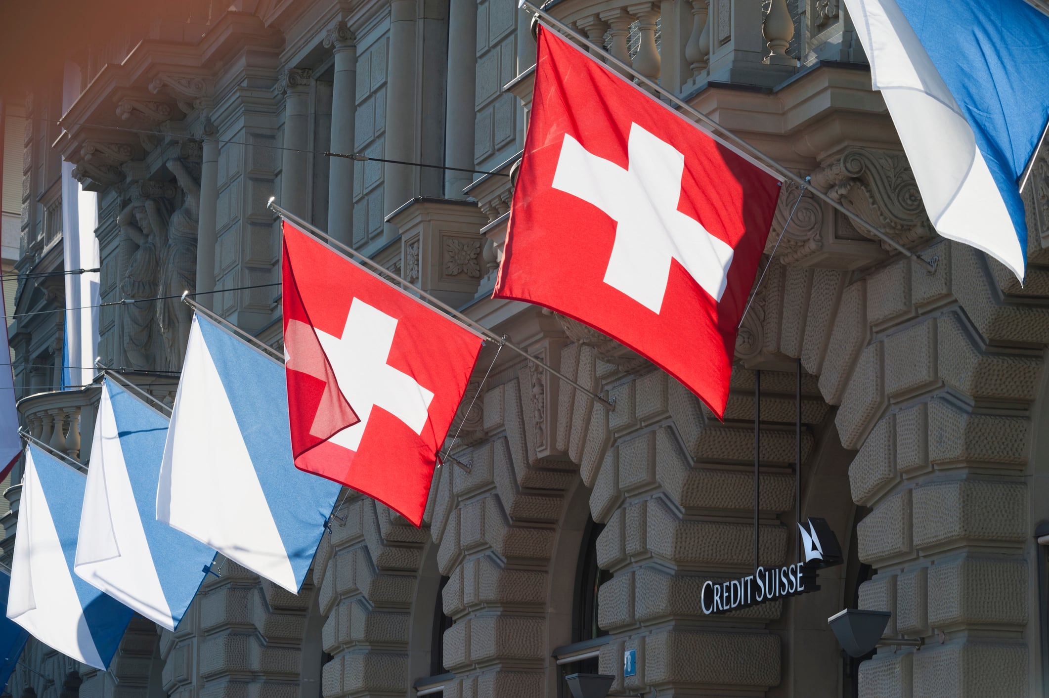 Main entrance of Credit Suisse, Switzerland&#039;s second largest bank at the company&#039;s headquarters at Zurich Paradeplatz on September 9, 2012.