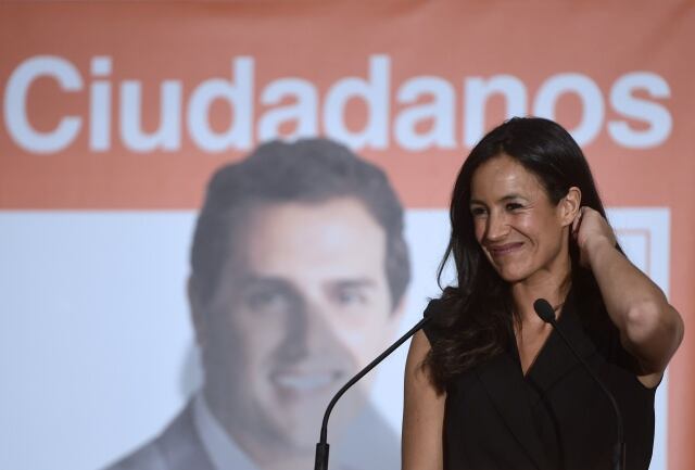 Begoña Villacís en un acto de campaña.